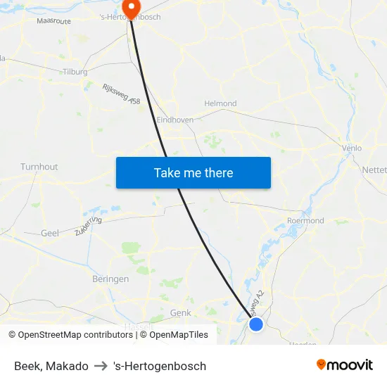 Beek, Makado to 's-Hertogenbosch map