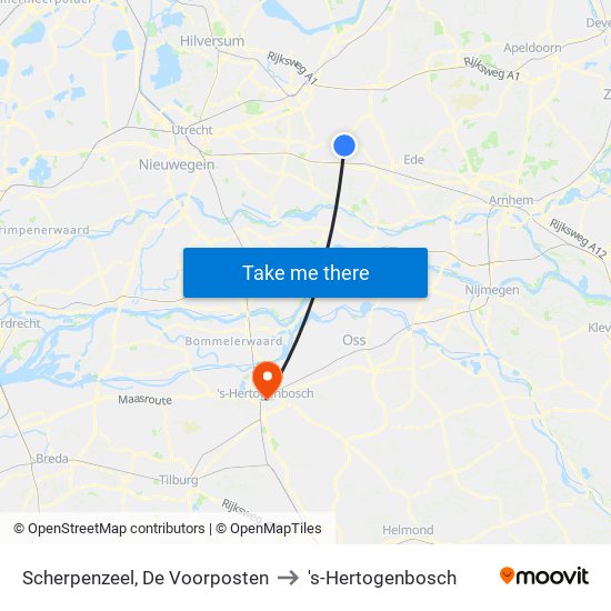 Scherpenzeel, De Voorposten to 's-Hertogenbosch map