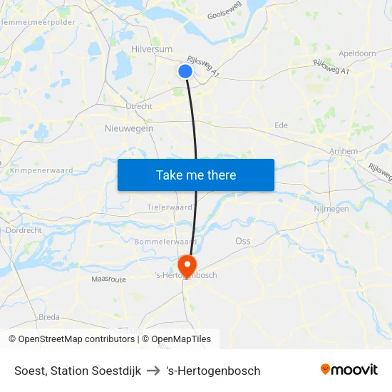 Soest, Station Soestdijk to 's-Hertogenbosch map