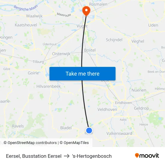Eersel, Busstation Eersel to 's-Hertogenbosch map