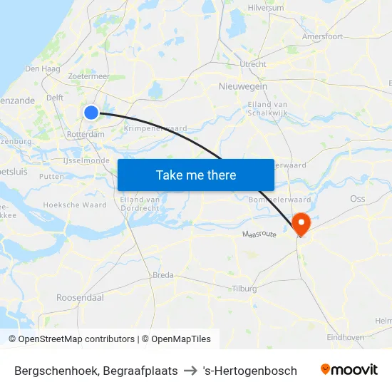 Bergschenhoek, Begraafplaats to 's-Hertogenbosch map