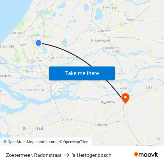 Zoetermeer, Radonstraat to 's-Hertogenbosch map
