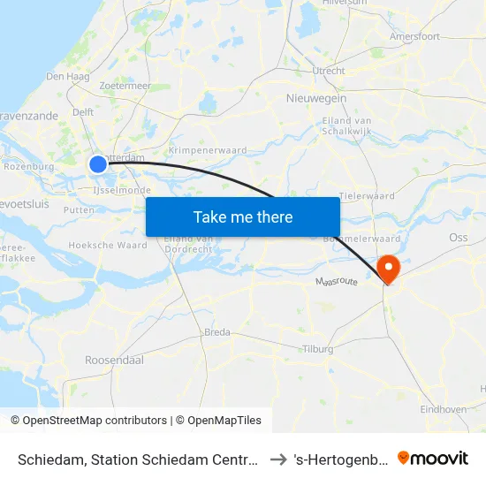 Schiedam, Station Schiedam Centrum Buffer to 's-Hertogenbosch map
