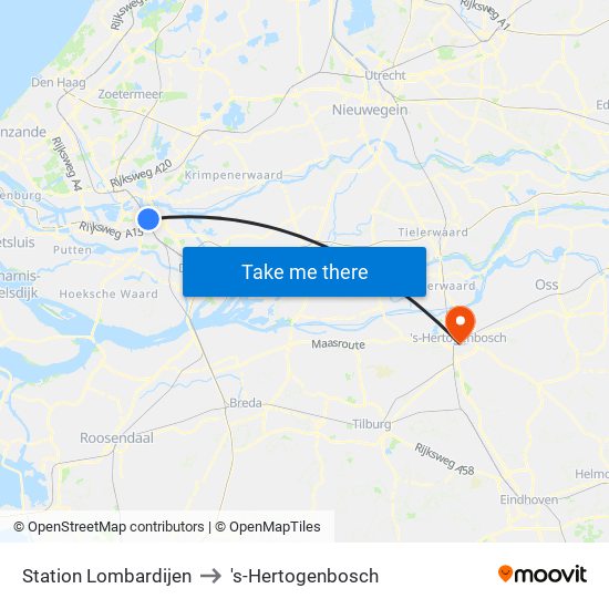 Station Lombardijen to 's-Hertogenbosch map