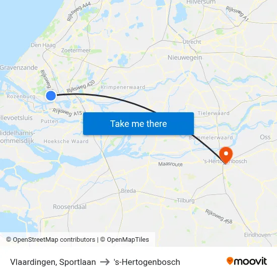 Vlaardingen, Sportlaan to 's-Hertogenbosch map