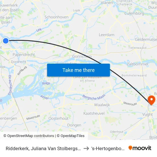 Ridderkerk, Juliana Van Stolbergstraat to 's-Hertogenbosch map