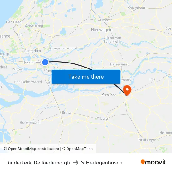 Ridderkerk, De Riederborgh to 's-Hertogenbosch map