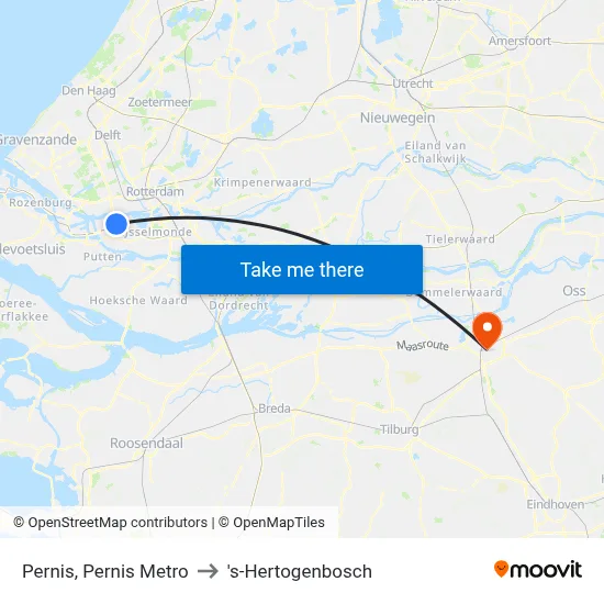 Pernis, Pernis Metro to 's-Hertogenbosch map