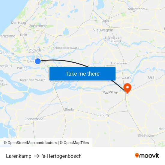 Larenkamp to 's-Hertogenbosch map