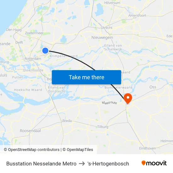 Busstation Nesselande Metro to 's-Hertogenbosch map