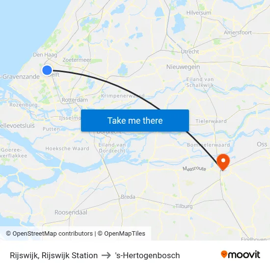 Rijswijk, Rijswijk Station to 's-Hertogenbosch map