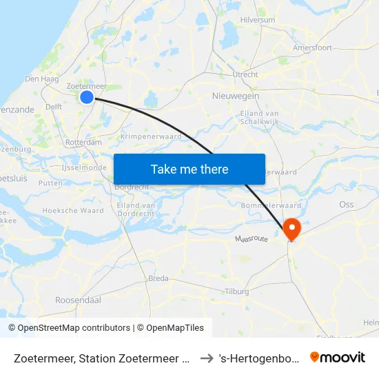 Zoetermeer, Station Zoetermeer Oost to 's-Hertogenbosch map