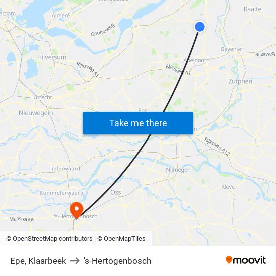 Epe, Klaarbeek to 's-Hertogenbosch map