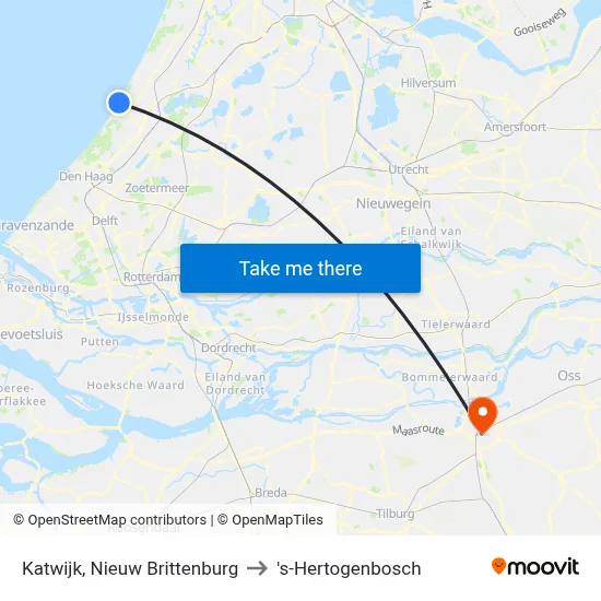 Katwijk, Nieuw Brittenburg to 's-Hertogenbosch map