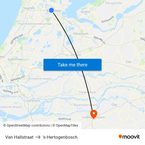 Van Hallstraat to 's-Hertogenbosch map
