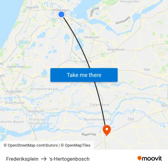 Frederiksplein to 's-Hertogenbosch map