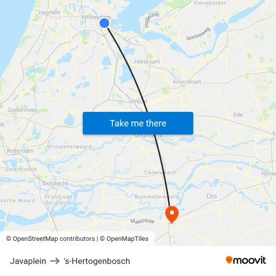 Javaplein to 's-Hertogenbosch map