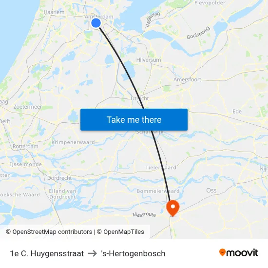 1e C. Huygensstraat to 's-Hertogenbosch map