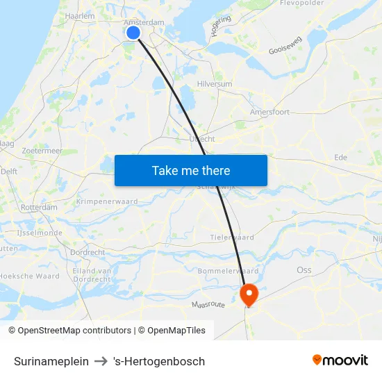 Surinameplein to 's-Hertogenbosch map
