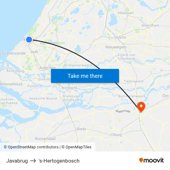 Javabrug to 's-Hertogenbosch map