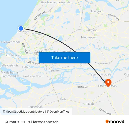 Kurhaus to 's-Hertogenbosch map