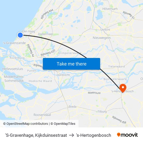 'S-Gravenhage, Kijkduinsestraat to 's-Hertogenbosch map