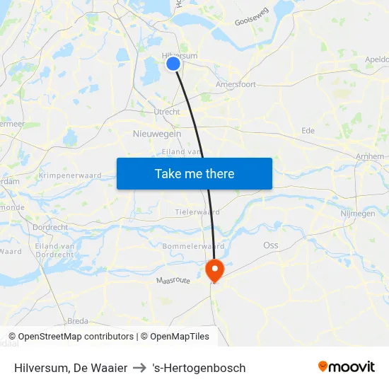 Hilversum, De Waaier to 's-Hertogenbosch map