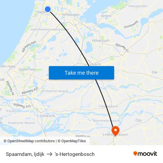 Spaarndam, Ijdijk to 's-Hertogenbosch map