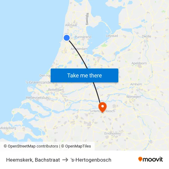 Heemskerk, Bachstraat to 's-Hertogenbosch map