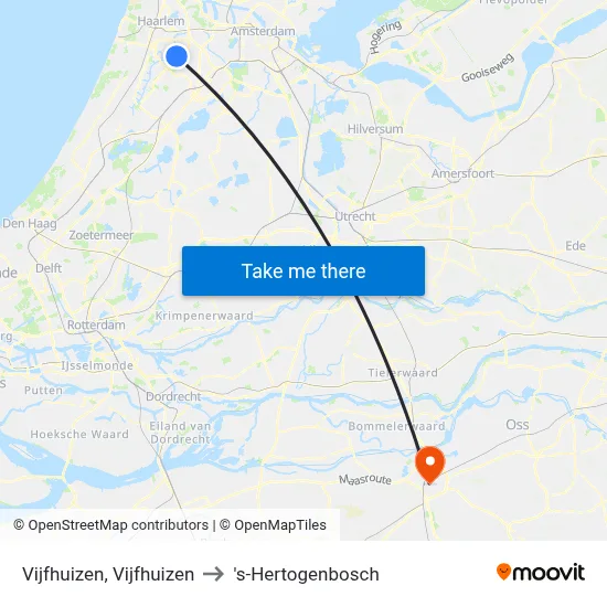 Vijfhuizen, Vijfhuizen to 's-Hertogenbosch map
