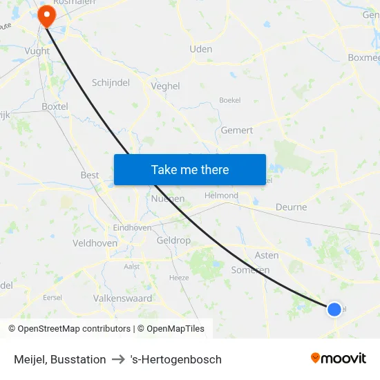 Meijel, Busstation to 's-Hertogenbosch map