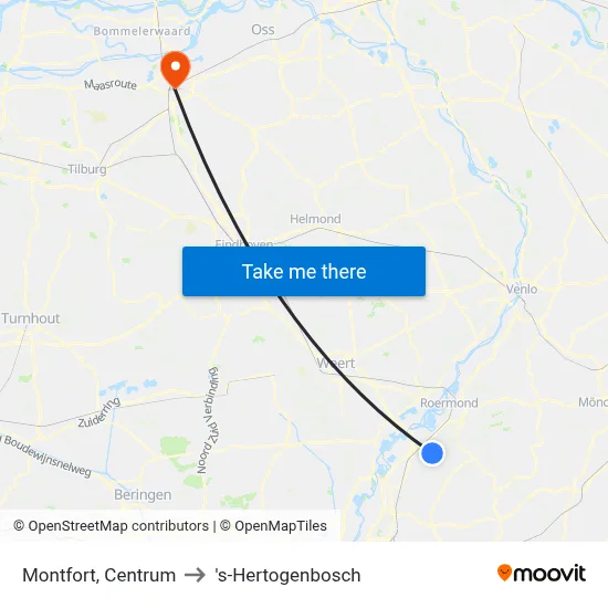 Montfort, Centrum to 's-Hertogenbosch map