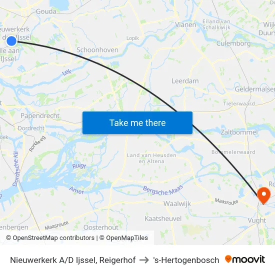 Nieuwerkerk A/D Ijssel, Reigerhof to 's-Hertogenbosch map