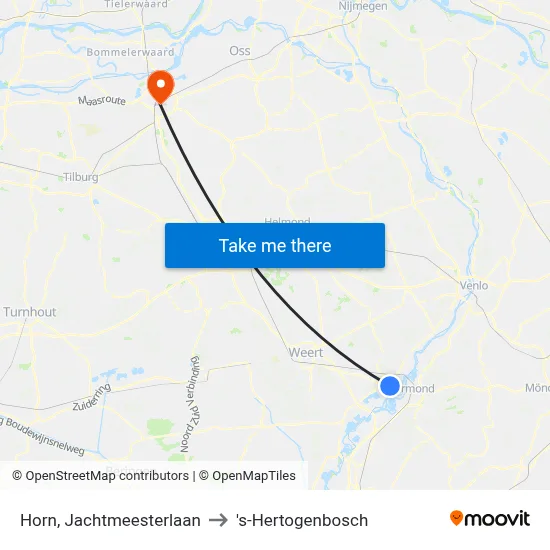 Horn, Jachtmeesterlaan to 's-Hertogenbosch map