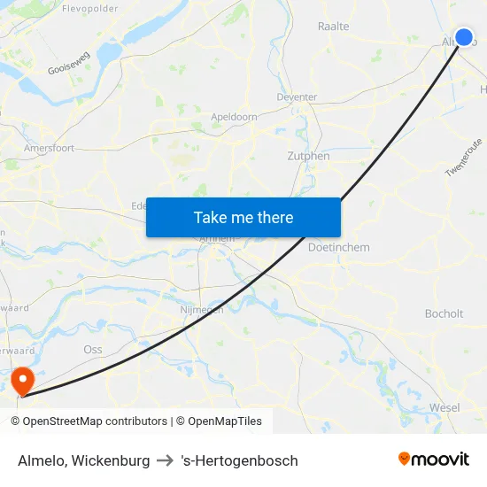 Almelo, Wickenburg to 's-Hertogenbosch map