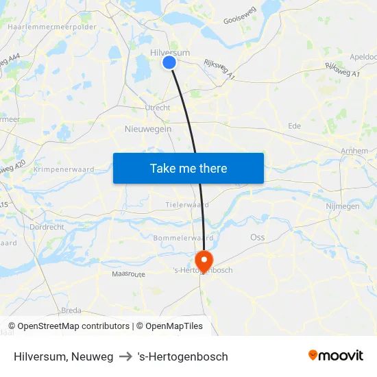 Hilversum, Neuweg to 's-Hertogenbosch map
