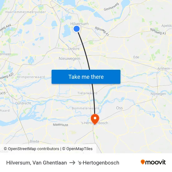 Hilversum, Van Ghentlaan to 's-Hertogenbosch map
