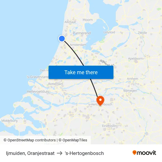 Ijmuiden, Oranjestraat to 's-Hertogenbosch map