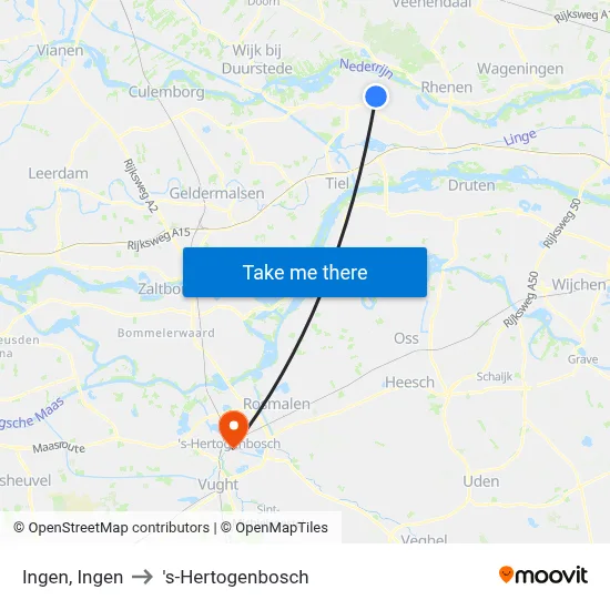 Ingen, Ingen to 's-Hertogenbosch map