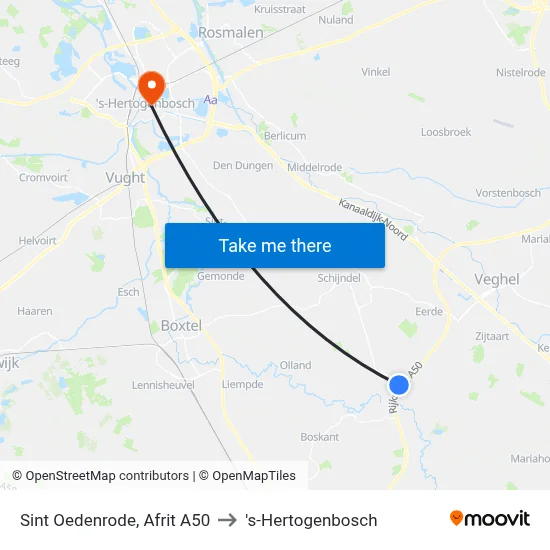 Sint Oedenrode, Afrit A50 to 's-Hertogenbosch map