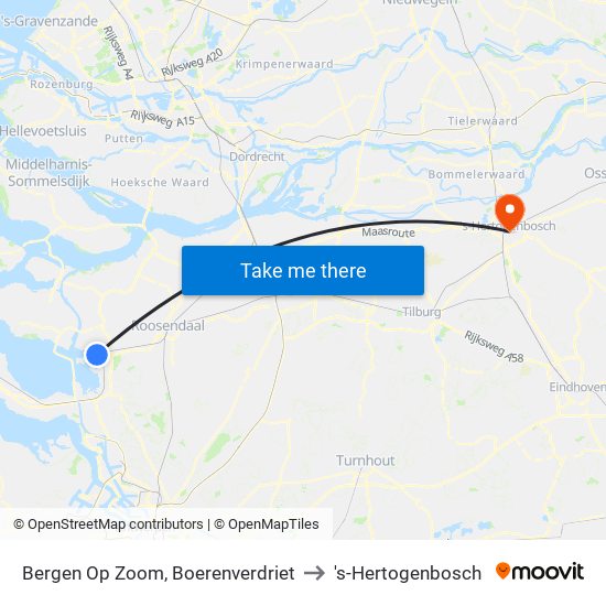 Bergen Op Zoom, Boerenverdriet to 's-Hertogenbosch map