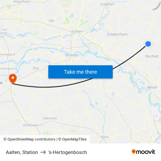Aalten, Station to 's-Hertogenbosch map