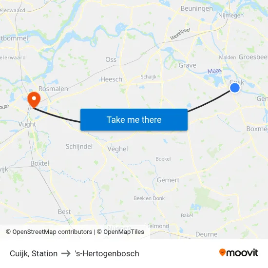 Cuijk, Station to 's-Hertogenbosch map