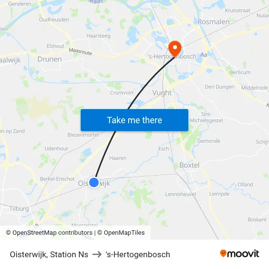 Oisterwijk, Station Ns to 's-Hertogenbosch map