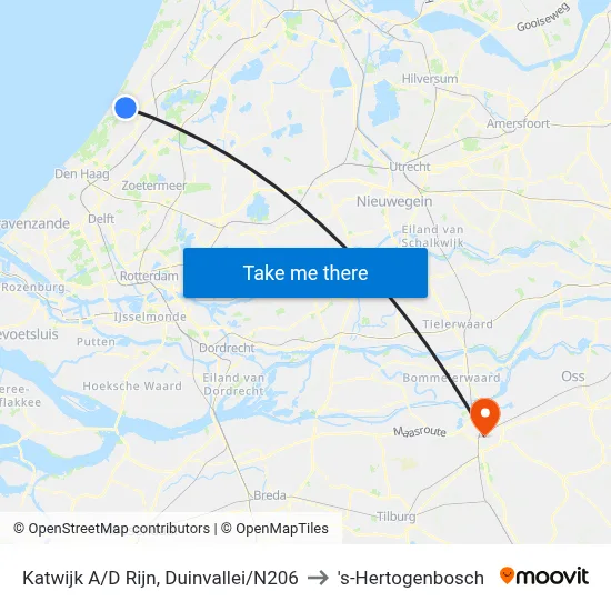 Katwijk A/D Rijn, Duinvallei/N206 to 's-Hertogenbosch map