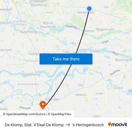 De Klomp, Stat. V'Daal-De Klomp to 's-Hertogenbosch map