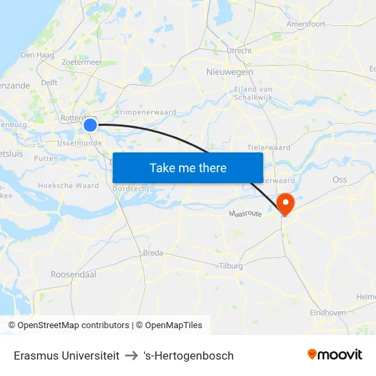 Erasmus Universiteit to 's-Hertogenbosch map