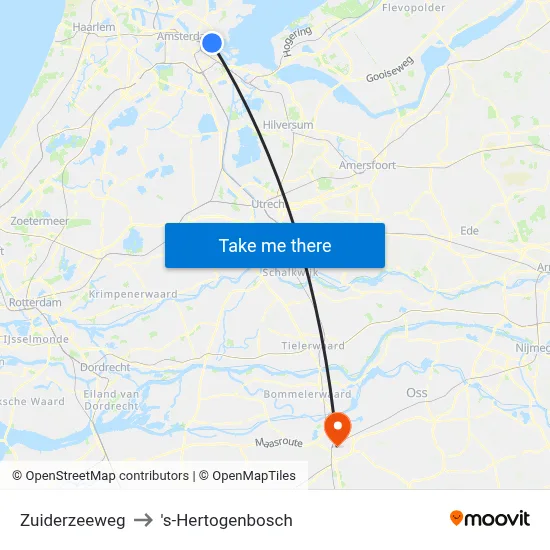 Zuiderzeeweg to 's-Hertogenbosch map