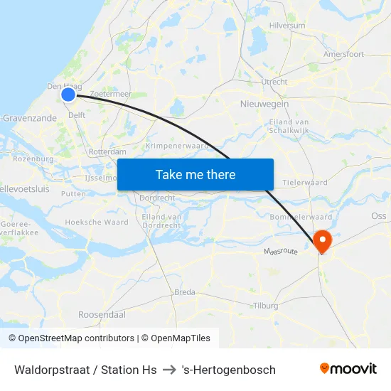 Waldorpstraat / Station Hs to 's-Hertogenbosch map
