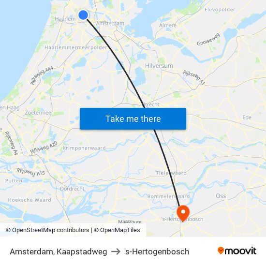 Amsterdam, Kaapstadweg to 's-Hertogenbosch map